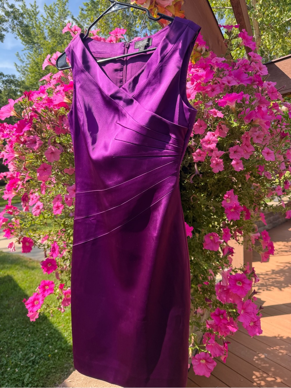 Tahari Sleeveless Purple Midi Sheath Dress